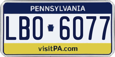PA license plate LBO6077