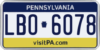 PA license plate LBO6078