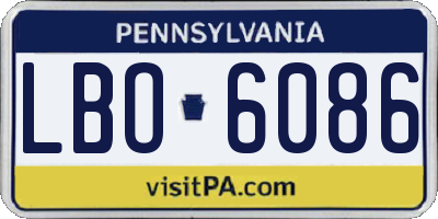 PA license plate LBO6086