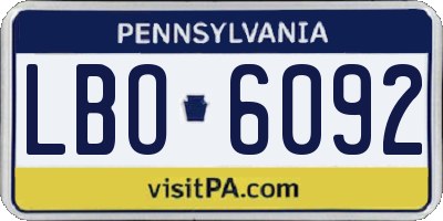 PA license plate LBO6092