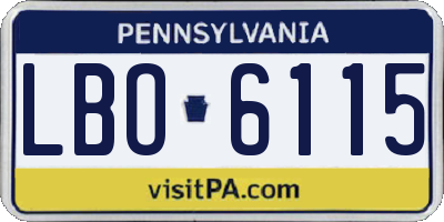 PA license plate LBO6115