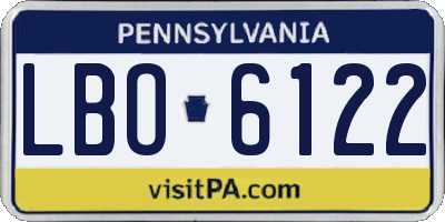 PA license plate LBO6122