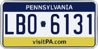 PA license plate LBO6131