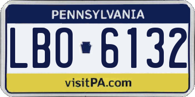PA license plate LBO6132