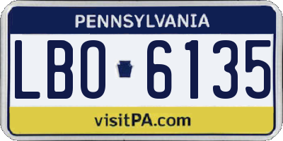 PA license plate LBO6135