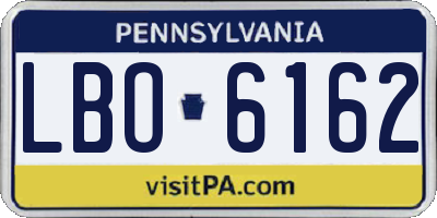 PA license plate LBO6162