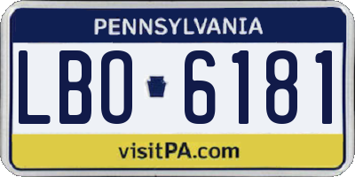 PA license plate LBO6181