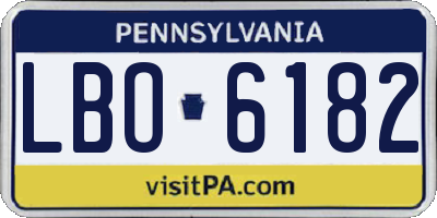 PA license plate LBO6182