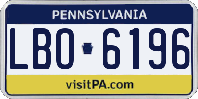 PA license plate LBO6196