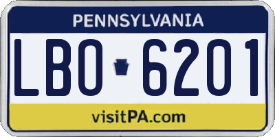 PA license plate LBO6201