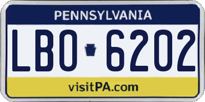 PA license plate LBO6202