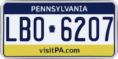 PA license plate LBO6207