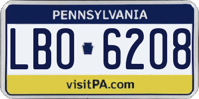 PA license plate LBO6208