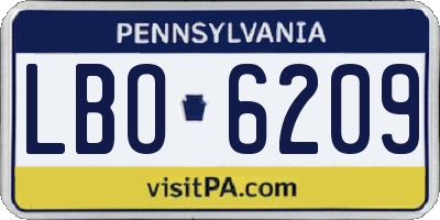 PA license plate LBO6209