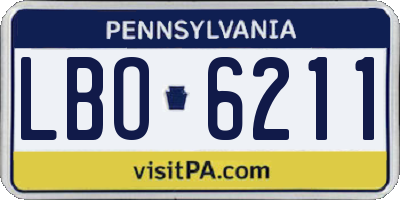 PA license plate LBO6211