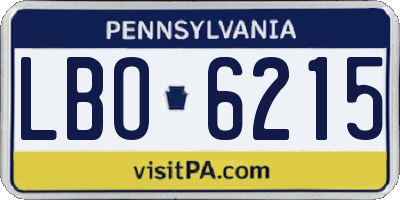 PA license plate LBO6215