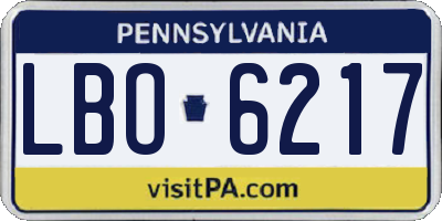 PA license plate LBO6217