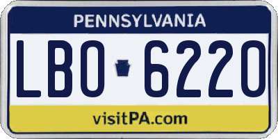 PA license plate LBO6220