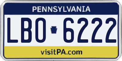 PA license plate LBO6222