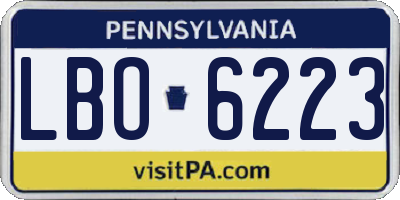 PA license plate LBO6223