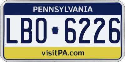 PA license plate LBO6226