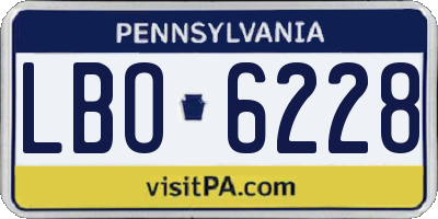 PA license plate LBO6228