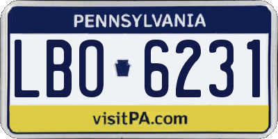 PA license plate LBO6231