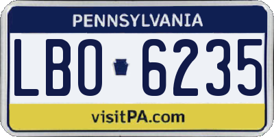 PA license plate LBO6235