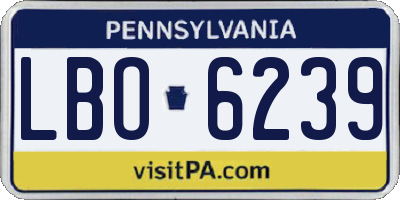 PA license plate LBO6239