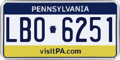 PA license plate LBO6251