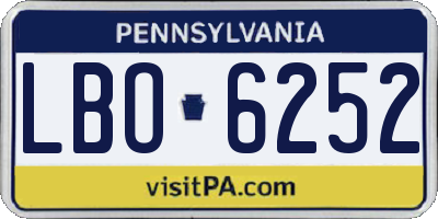 PA license plate LBO6252