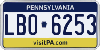 PA license plate LBO6253