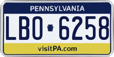 PA license plate LBO6258