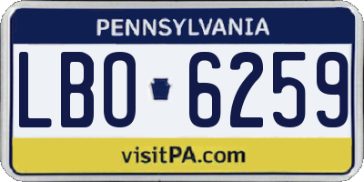 PA license plate LBO6259