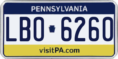 PA license plate LBO6260
