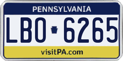 PA license plate LBO6265