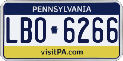 PA license plate LBO6266