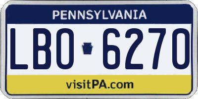 PA license plate LBO6270