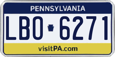 PA license plate LBO6271