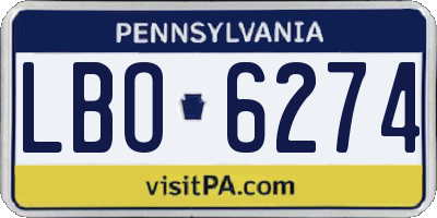PA license plate LBO6274
