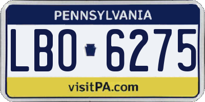 PA license plate LBO6275