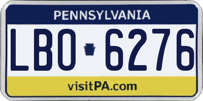 PA license plate LBO6276