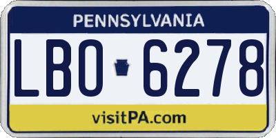 PA license plate LBO6278
