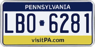 PA license plate LBO6281