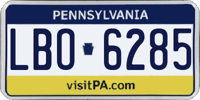 PA license plate LBO6285