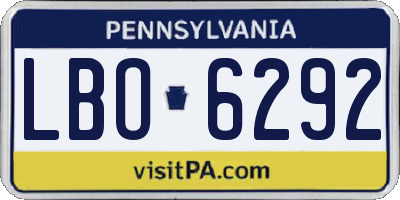 PA license plate LBO6292