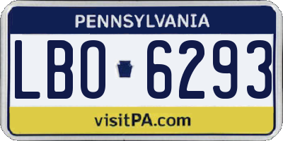 PA license plate LBO6293