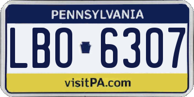 PA license plate LBO6307