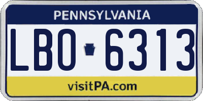 PA license plate LBO6313
