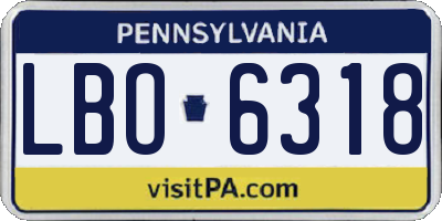 PA license plate LBO6318